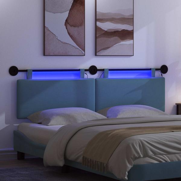 Hängendes Kopfteil Mit LED Licht Blau Cordstoff