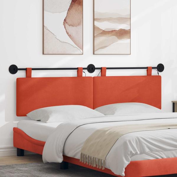 ARDEBO.de - Hängendes Kopfteil Mit LED Licht Rot-Orange Cordstoff