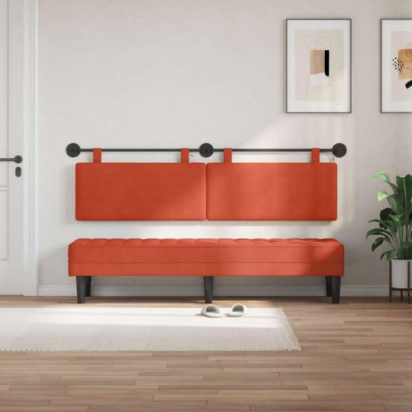 Hängendes Kopfteil Mit LED Licht Rot-Orange Cordstoff