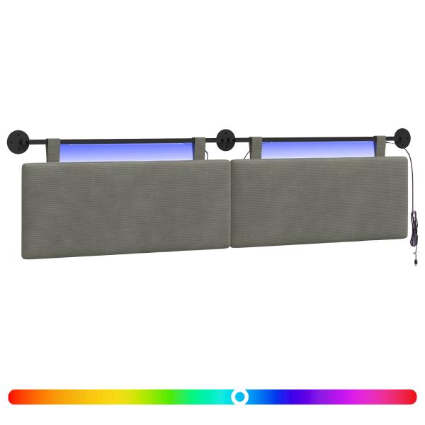 Hängendes Kopfteil Mit LED Licht Hellgrau Cordstoff