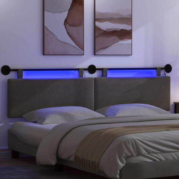 Hängendes Kopfteil Mit LED Licht Dunkelgrau Cordstoff
