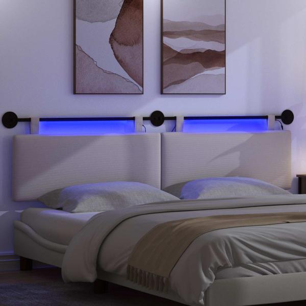 Hängendes Kopfteil Mit LED Licht Creme Cordstoff