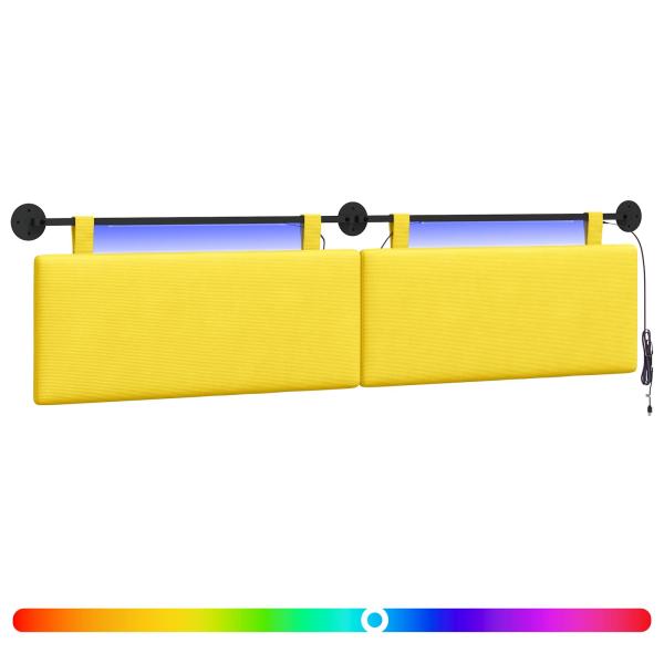 Hängendes Kopfteil Mit LED Licht Helles Gelb Cordstoff