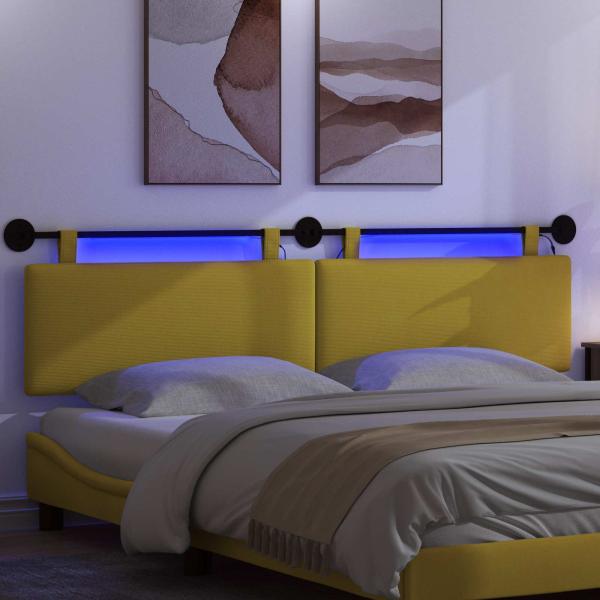Hängendes Kopfteil Mit LED Licht Helles Gelb Cordstoff