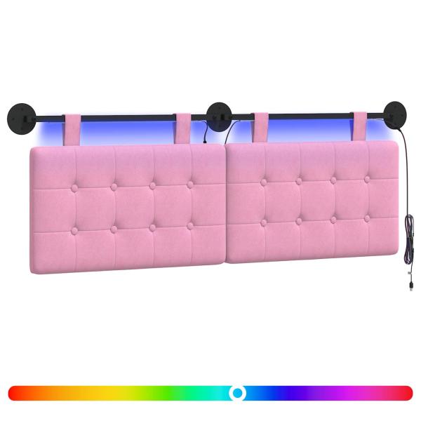 Hängendes Kopfteil Mit LED Licht Rosa Stoff