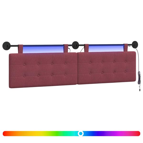 Hängendes Kopfteil Mit LED Licht Weinrot Stoff