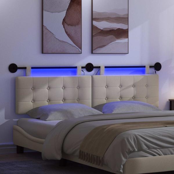 Hängendes Kopfteil Mit LED Licht Creme Stoff