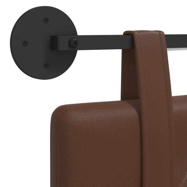 Hängendes Kopfteil Mit LED Licht Braun Kunstleder