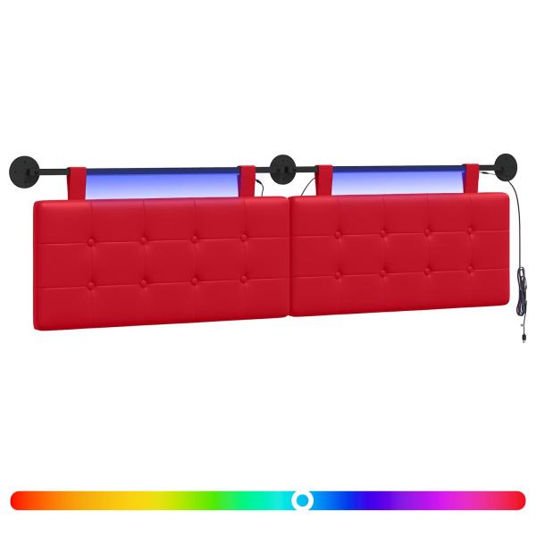 Hängendes Kopfteil Mit LED Licht Rot Kunstleder