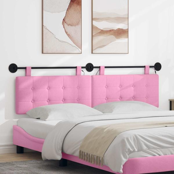 ARDEBO.de - Hängendes Kopfteil Mit LED Licht Rosa Stoff