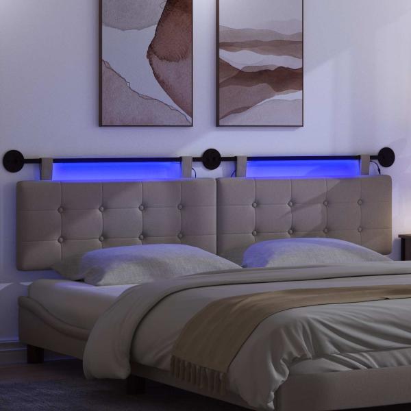 Hängendes Kopfteil Mit LED Licht Taupe Stoff
