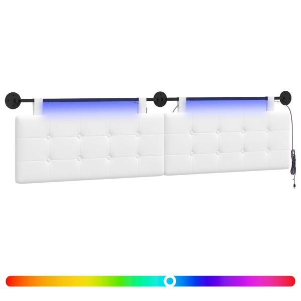 Hängendes Kopfteil Mit LED Licht Weiß Stoff