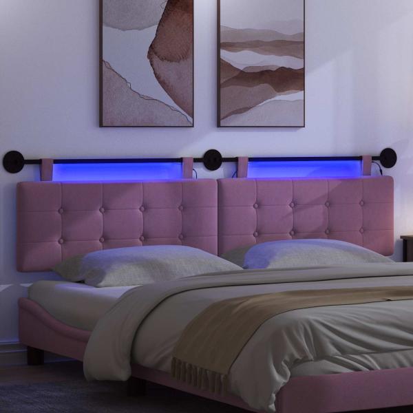 Hängendes Kopfteil Mit LED Licht Rosa Stoff