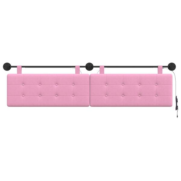 Hängendes Kopfteil Mit LED Licht Rosa Stoff