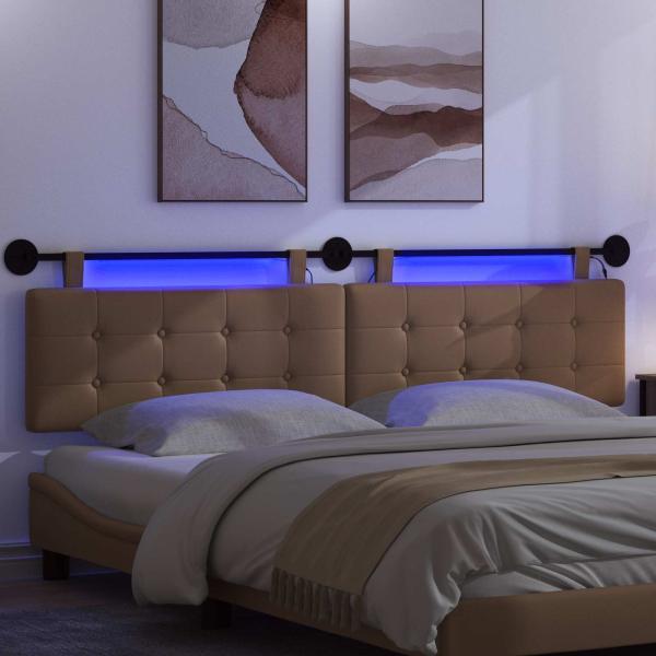 Hängendes Kopfteil Mit LED Licht Cappuccino Kunstleder