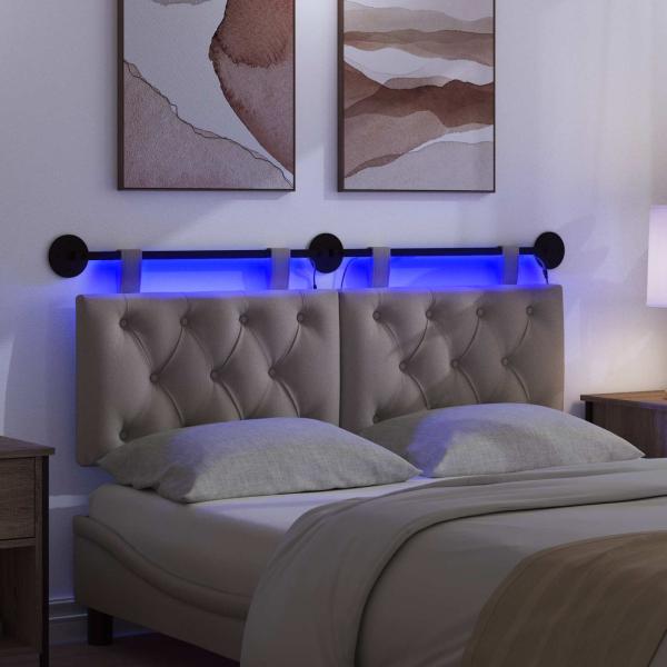 Hängendes Kopfteil Mit LED Licht Taupe Stoff