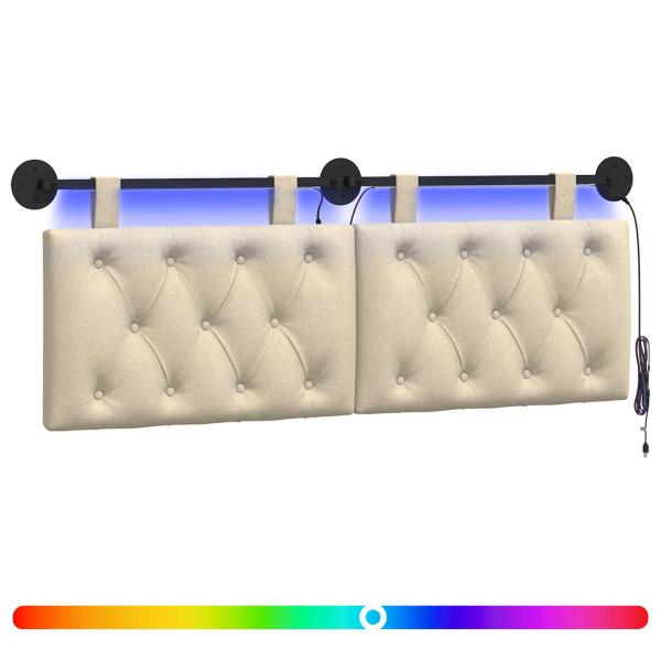 Hängendes Kopfteil Mit LED Licht Creme Stoff