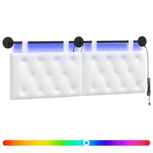 Hängendes Kopfteil Mit LED Licht Weiß Stoff