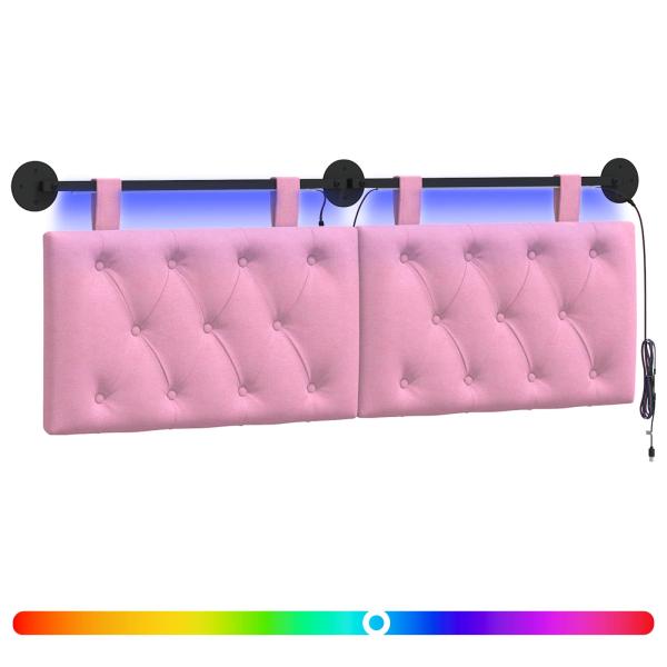 Hängendes Kopfteil Mit LED Licht Rosa Stoff