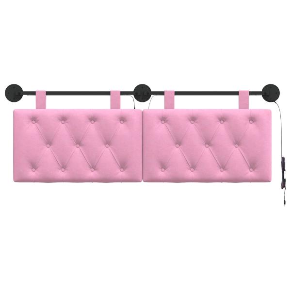 Hängendes Kopfteil Mit LED Licht Rosa Stoff