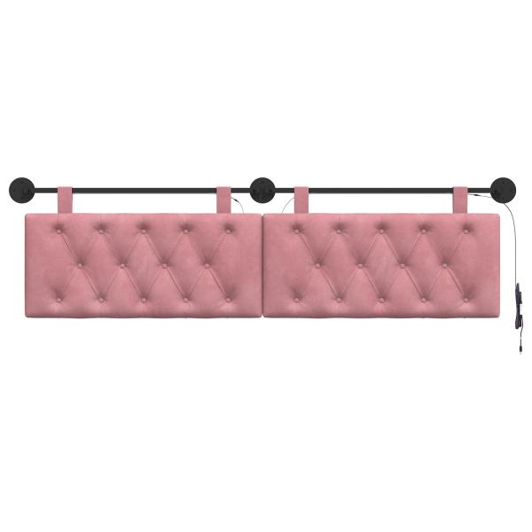 Hängendes Kopfteil Mit LED Licht Rosa Samt