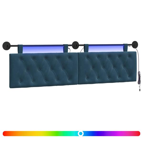 Hängendes Kopfteil Mit LED Licht Blau Samt