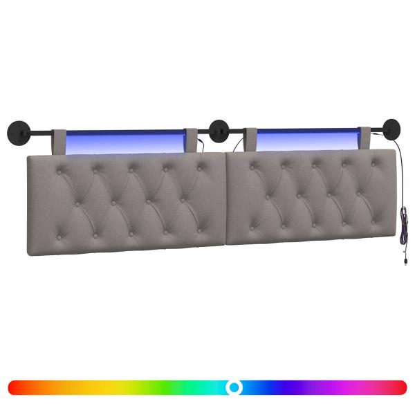 Hängendes Kopfteil Mit LED Licht Taupe Stoff