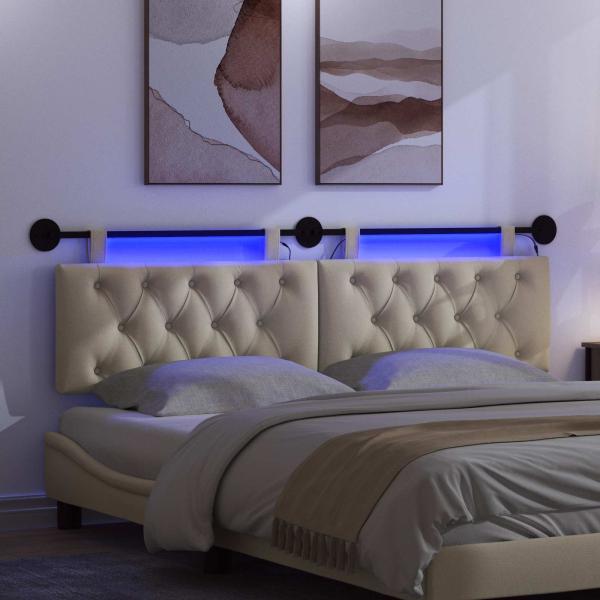 Hängendes Kopfteil Mit LED Licht Creme Stoff