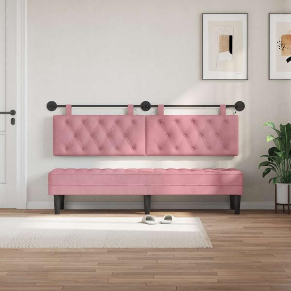 Hängendes Kopfteil Mit LED Licht Rosa Samt