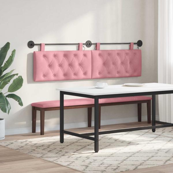 Hängendes Kopfteil Mit LED Licht Rosa Samt