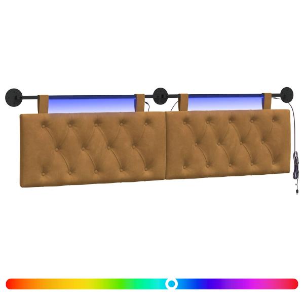 Hängendes Kopfteil Mit LED Licht Braun Samt