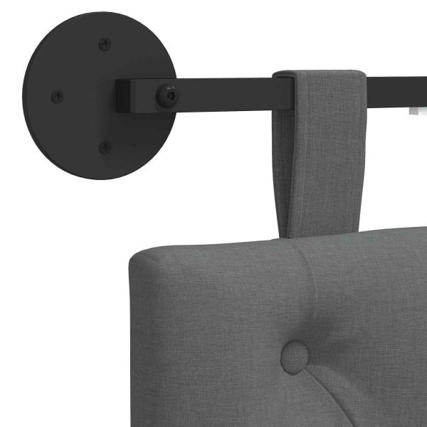 Hängendes Kopfteil Mit LED Licht Dunkelgrau Stoff