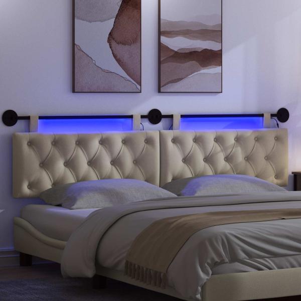 Hängendes Kopfteil Mit LED Licht Creme Stoff