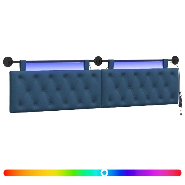 Hängendes Kopfteil Mit LED Licht Blau Stoff