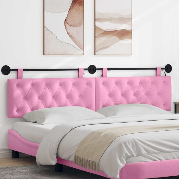 ARDEBO.de - Hängendes Kopfteil Mit LED Licht Rosa Stoff