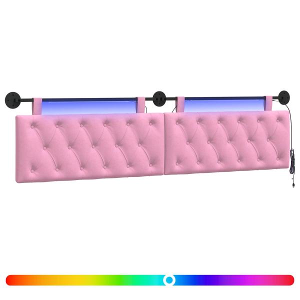 Hängendes Kopfteil Mit LED Licht Rosa Stoff