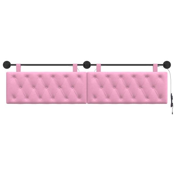 Hängendes Kopfteil Mit LED Licht Rosa Stoff