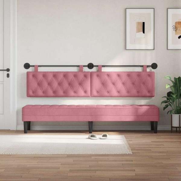 Hängendes Kopfteil Mit LED Licht Rosa Samt