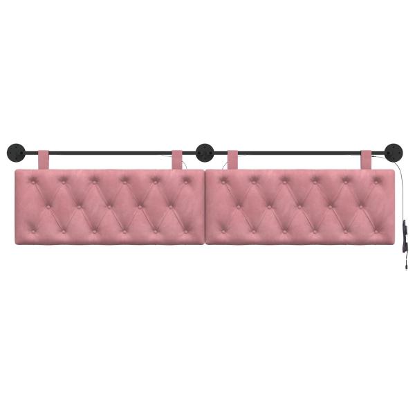 Hängendes Kopfteil Mit LED Licht Rosa Samt