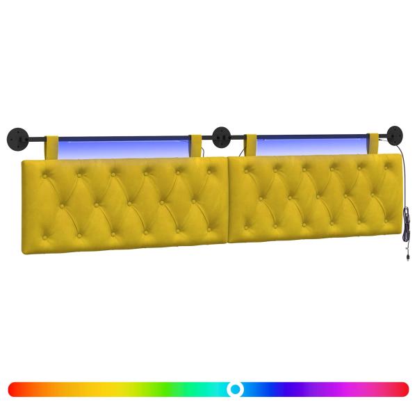 Hängendes Kopfteil Mit LED Licht Gelb Samt