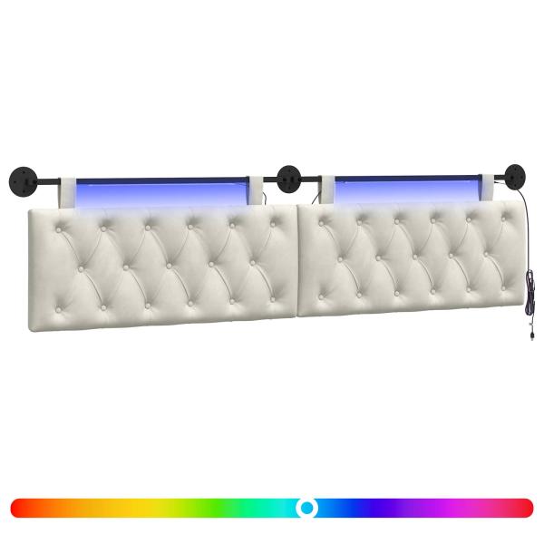 Hängendes Kopfteil Mit LED Licht Creme Samt