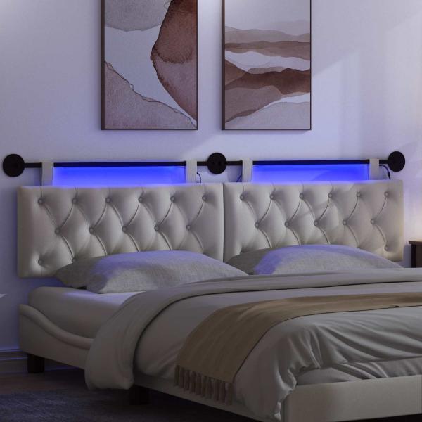 Hängendes Kopfteil Mit LED Licht Creme Samt