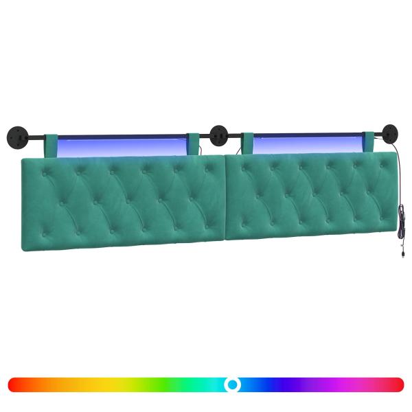 Hängendes Kopfteil Mit LED Licht Türkis Samt