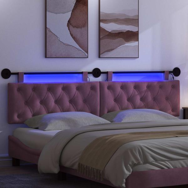 Hängendes Kopfteil Mit LED Licht Lila Samt