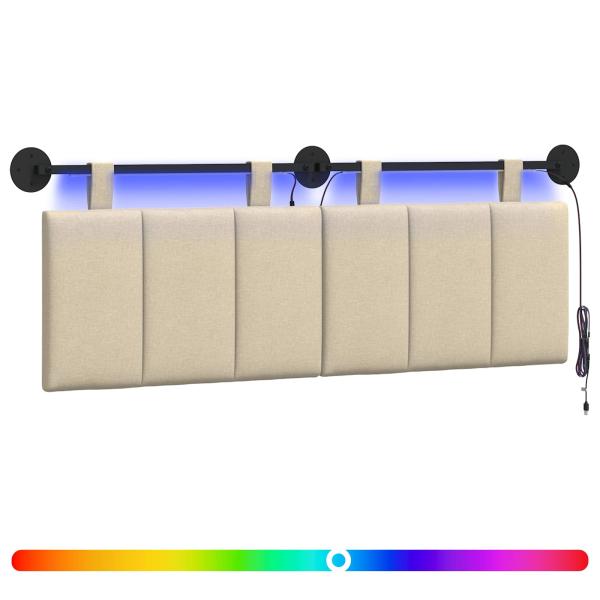 Hängendes Kopfteil Mit LED Licht Creme Stoff