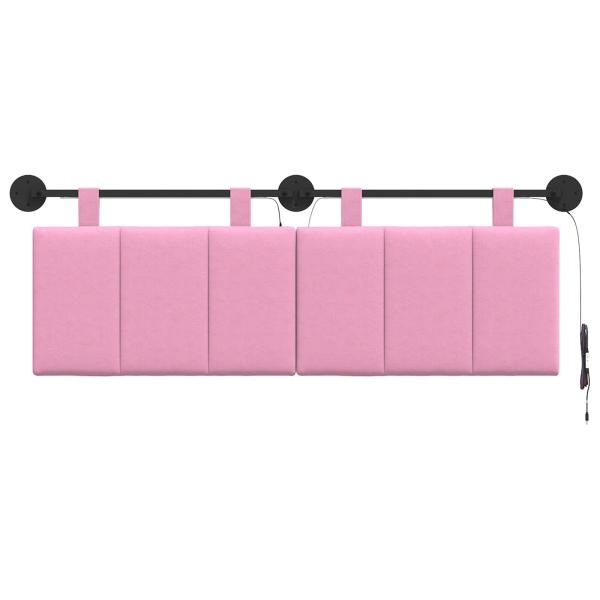 Hängendes Kopfteil Mit LED Licht Rosa Stoff