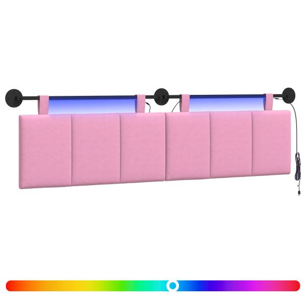 Hängendes Kopfteil Mit LED Licht Rosa Stoff