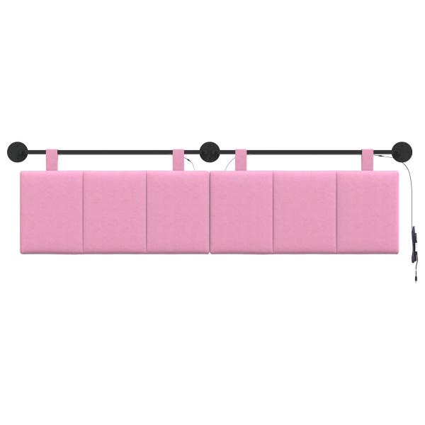 Hängendes Kopfteil Mit LED Licht Rosa Stoff