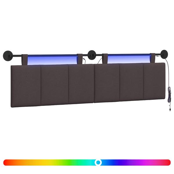 Hängendes Kopfteil Mit LED Licht Dunkelbraun Stoff