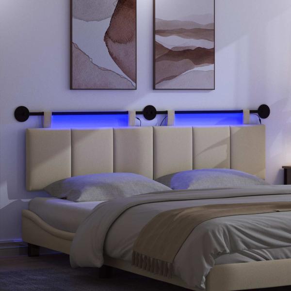 Hängendes Kopfteil Mit LED Licht Creme Stoff